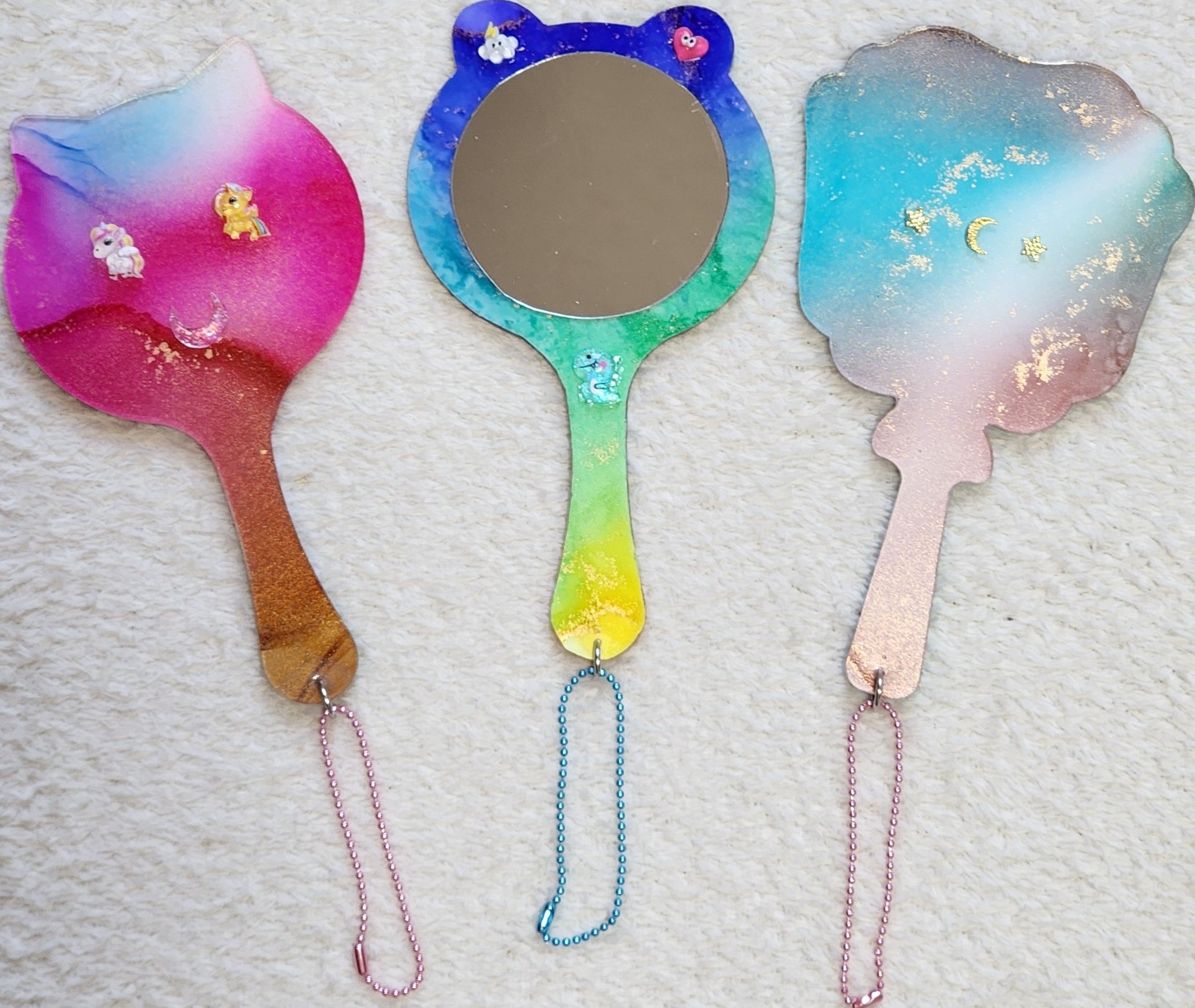 アルコールインクアートで作る手鏡