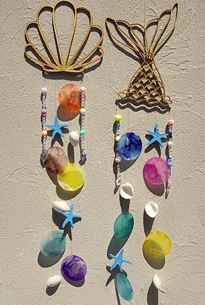 アルコールインクアートで作る シェルガーランド