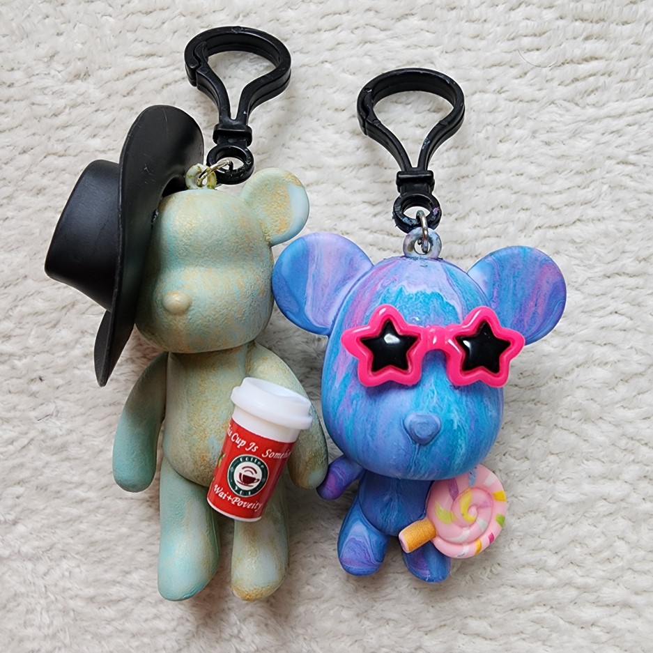 アルコールインクアートベアアートキーホルダー